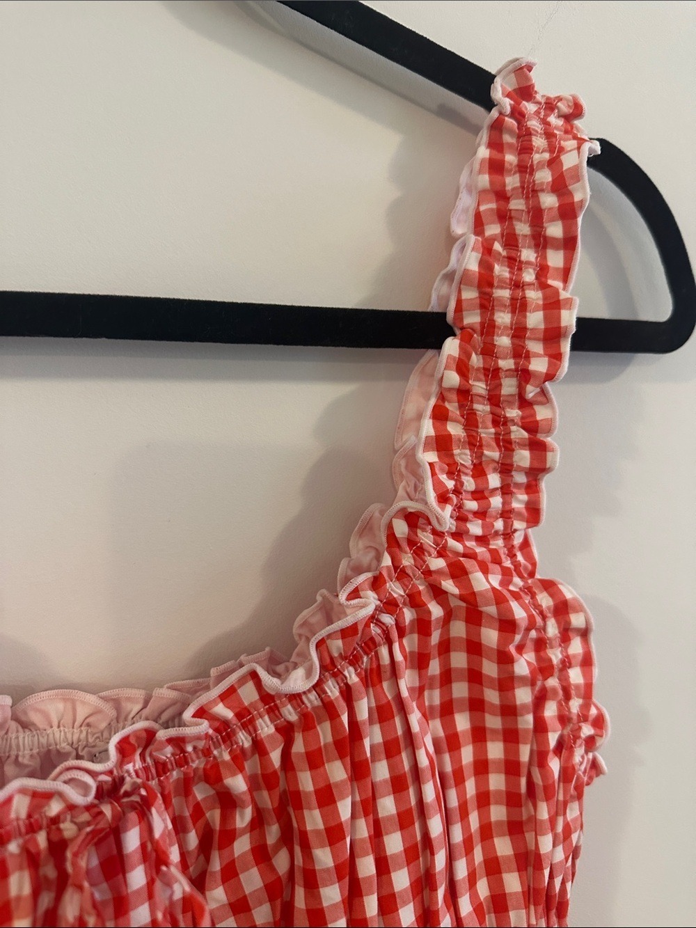 Sunday Best Aritzia Helena Poplin Cotton Red Gingham Ruffle Peplum Tank Top - Picture 10 of 12